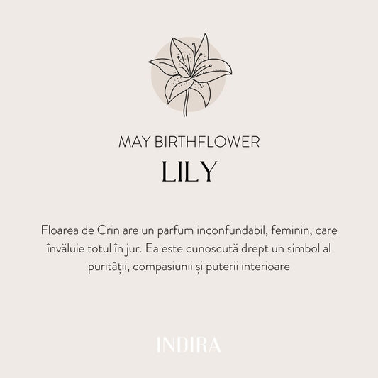 Golden Birth Flower - May Lily - Indira ezüst nyaklánc