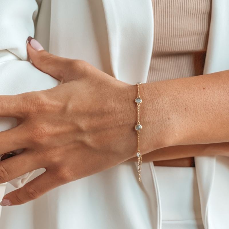 Ezüst Birthstone Golden March karkötő - Akvamarin - Indira