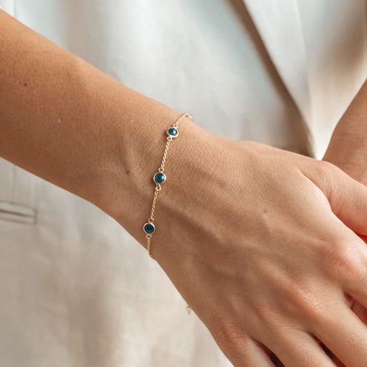 Birthstone Golden Szeptemberi Ezüst Karkötő - Zafír - Indira