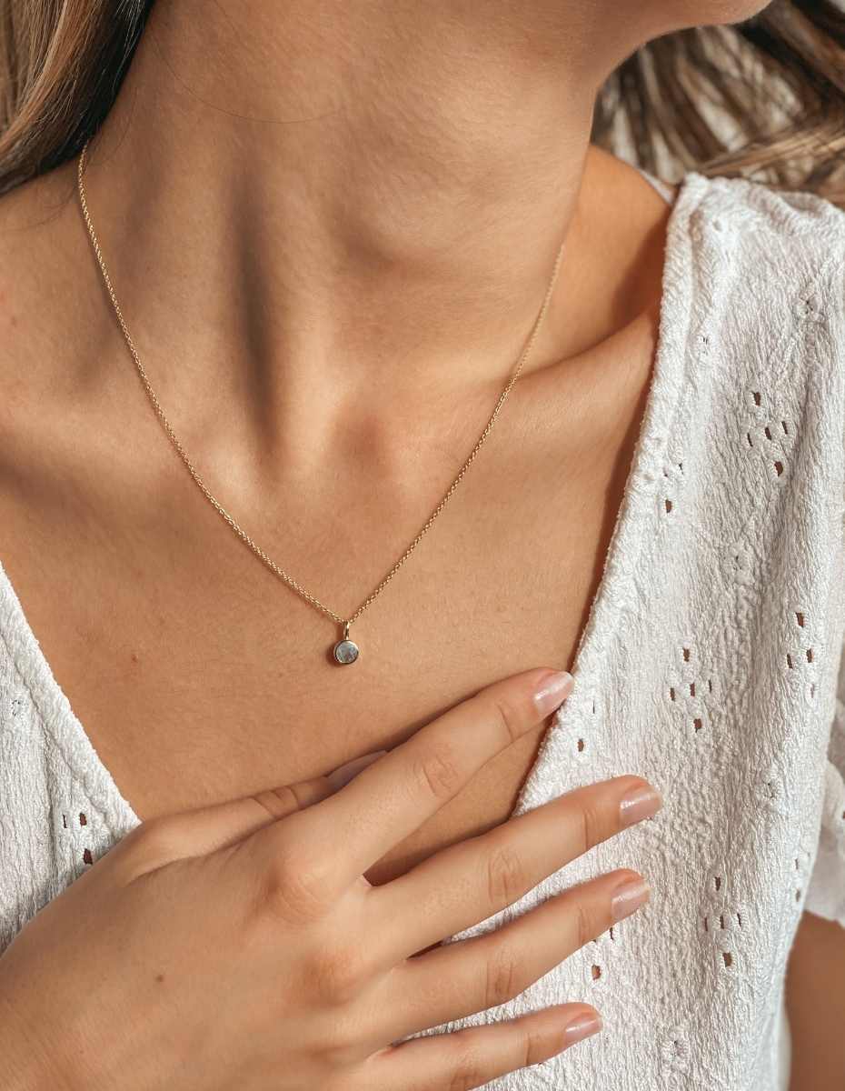 Birthstone Golden March ezüst nyaklánc - Akvamarin - Indira