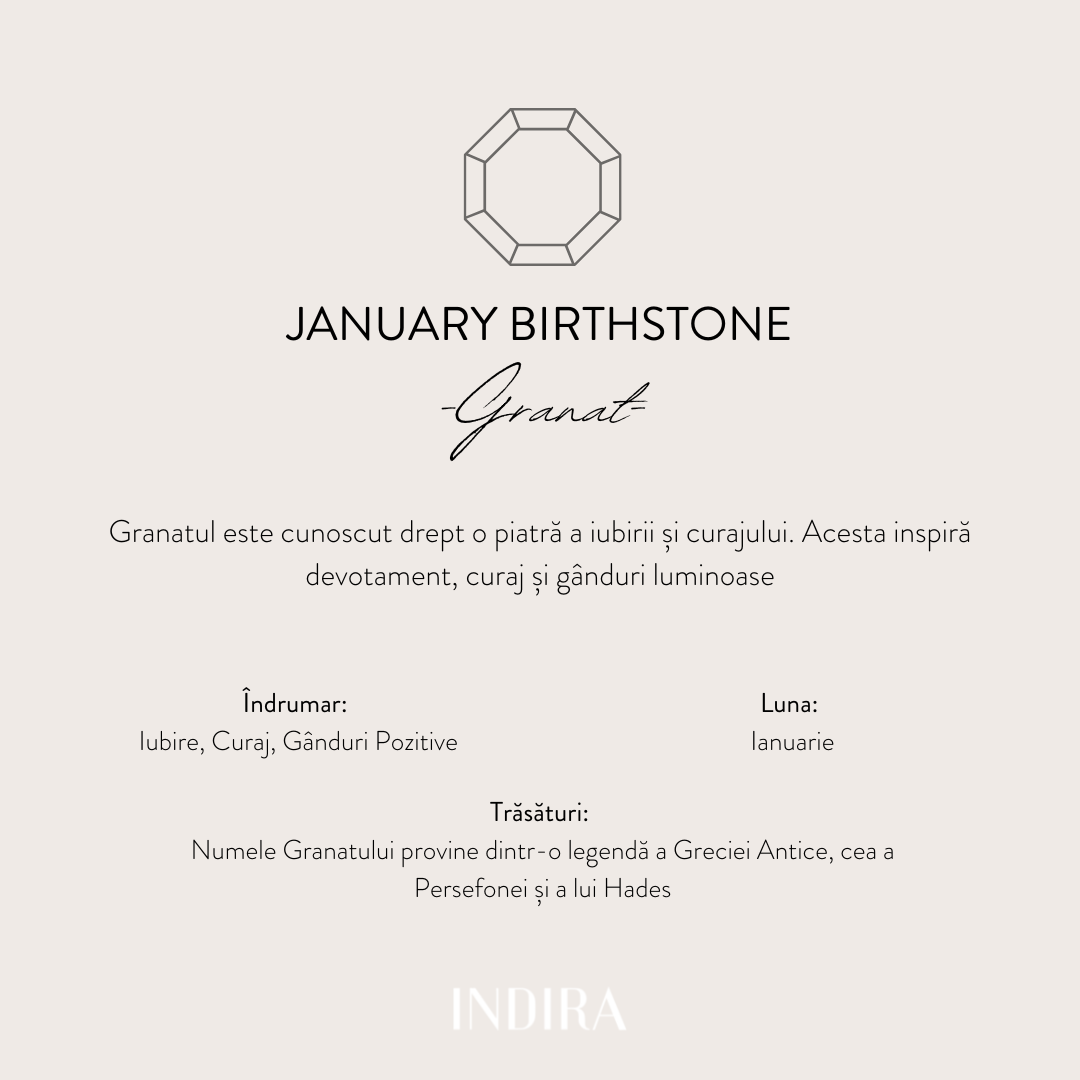 Birthstone Golden Ezüst Karkötő Január - Gránát - Indira