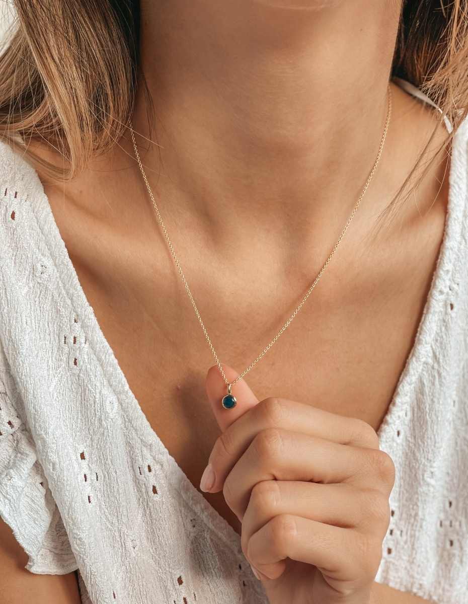 Birthstone Golden Szeptember - Zafír - Indira ezüst nyaklánc