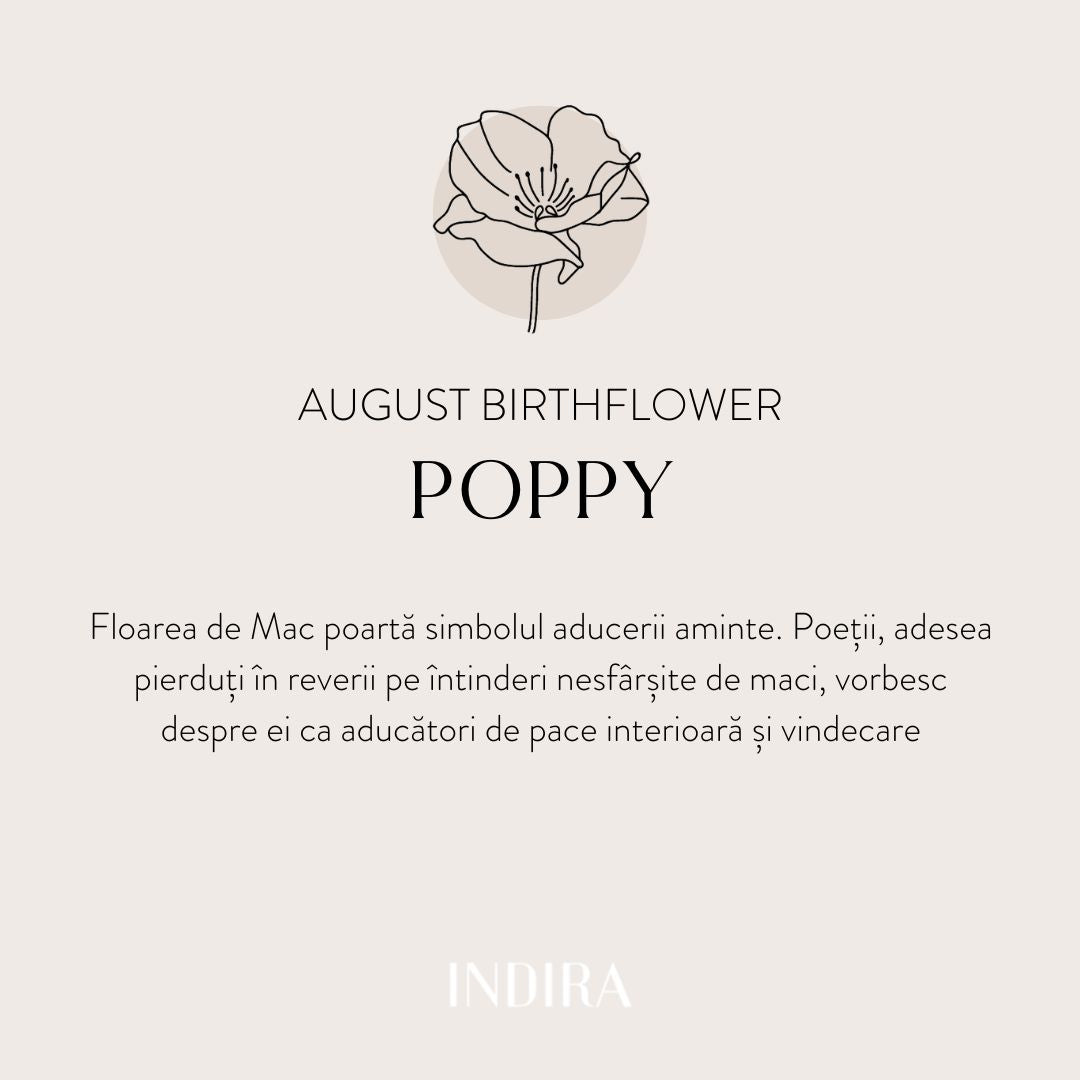 Birth Flower Golden ezüst nyaklánc - Augusztus Poppy - Indira