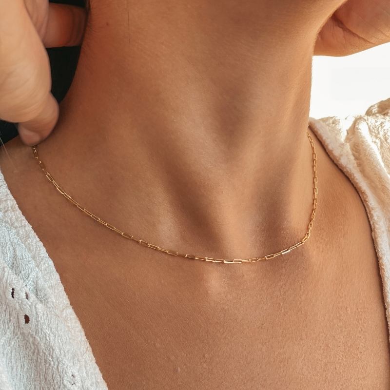 Golden Paperclip ezüst choker nyaklánc - Indira