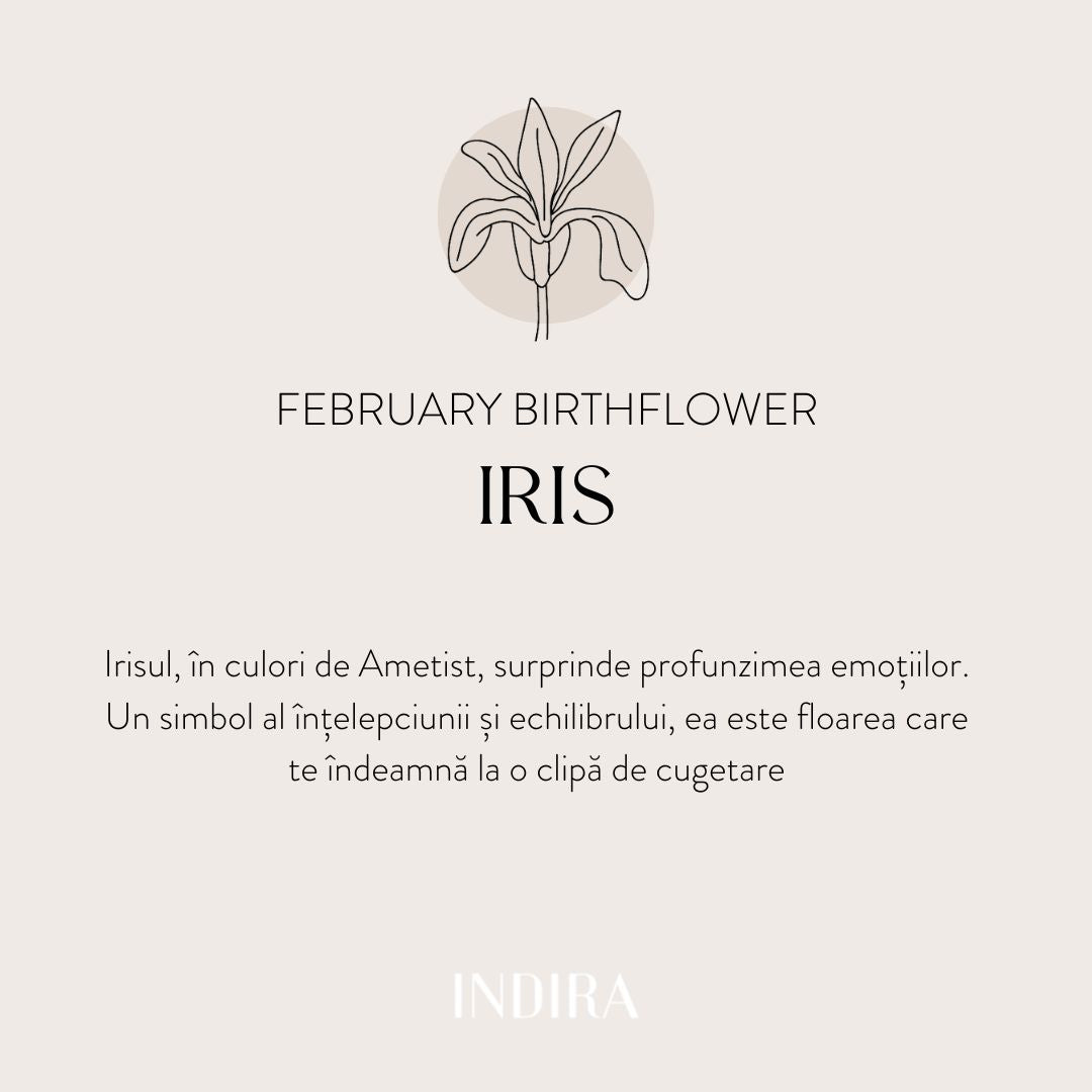 Silver Birth Flower nyaklánc - Februári Írisz - Indira