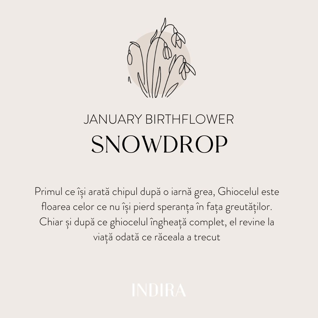 Birth Flower Golden ezüst nyaklánc - Január Hóvirág - Indira
