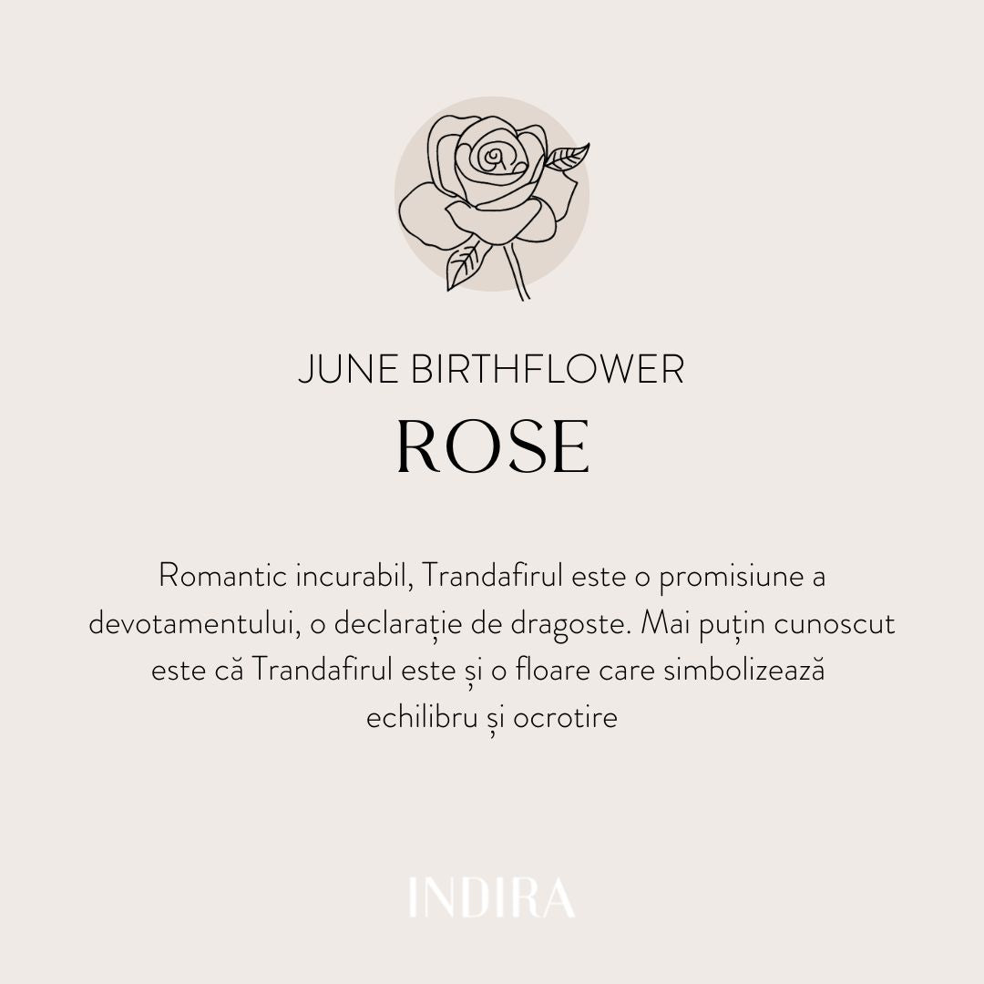 Birth Flower Golden – June Rose – Indira ezüst nyaklánc