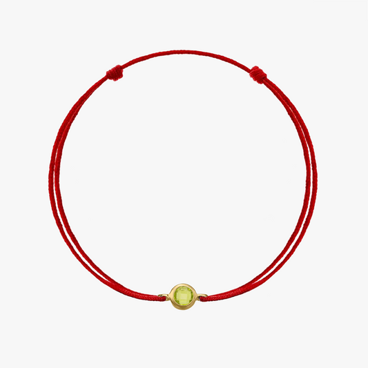Ezüst Birthstone Golden August karkötő zsinórral - Peridot - Indira