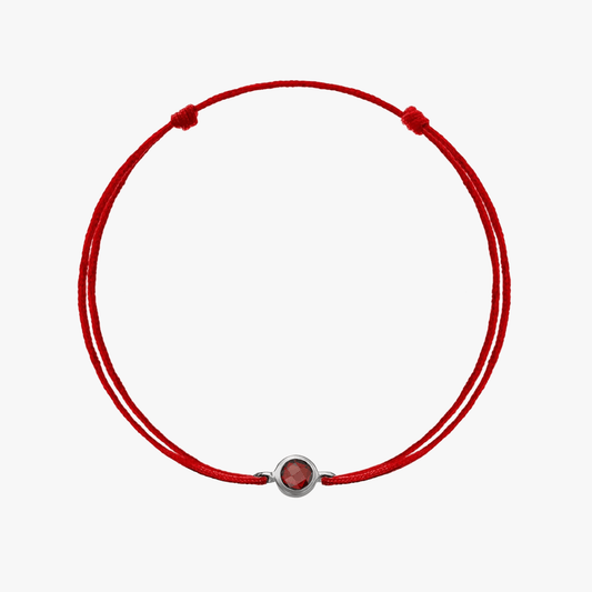 Birthstone ezüst szálas karkötő január - Gránát - Indira