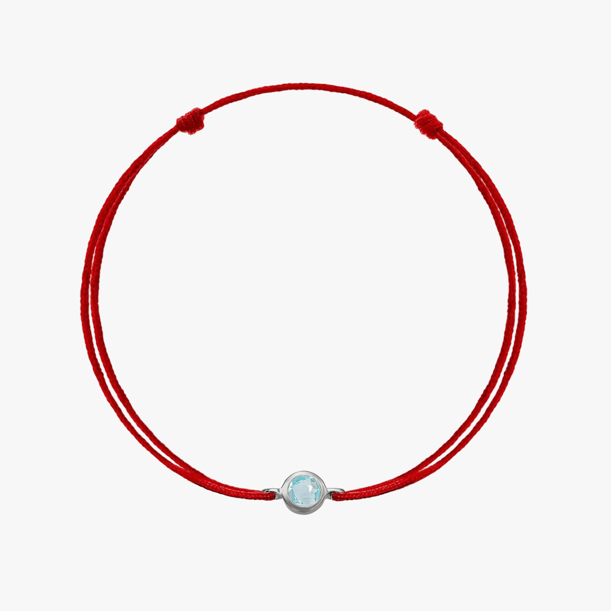 Birthstone Ezüst Március Zsinór Karkötő Akvamarin - Indira