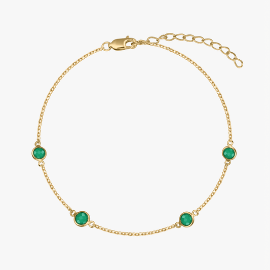Ezüst Birthstone Golden May karkötő - Zöld Onix - Indira