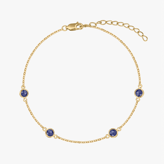 Születési köves ezüst karkötő Birthstone Golden Szeptember - Zafír - Indira