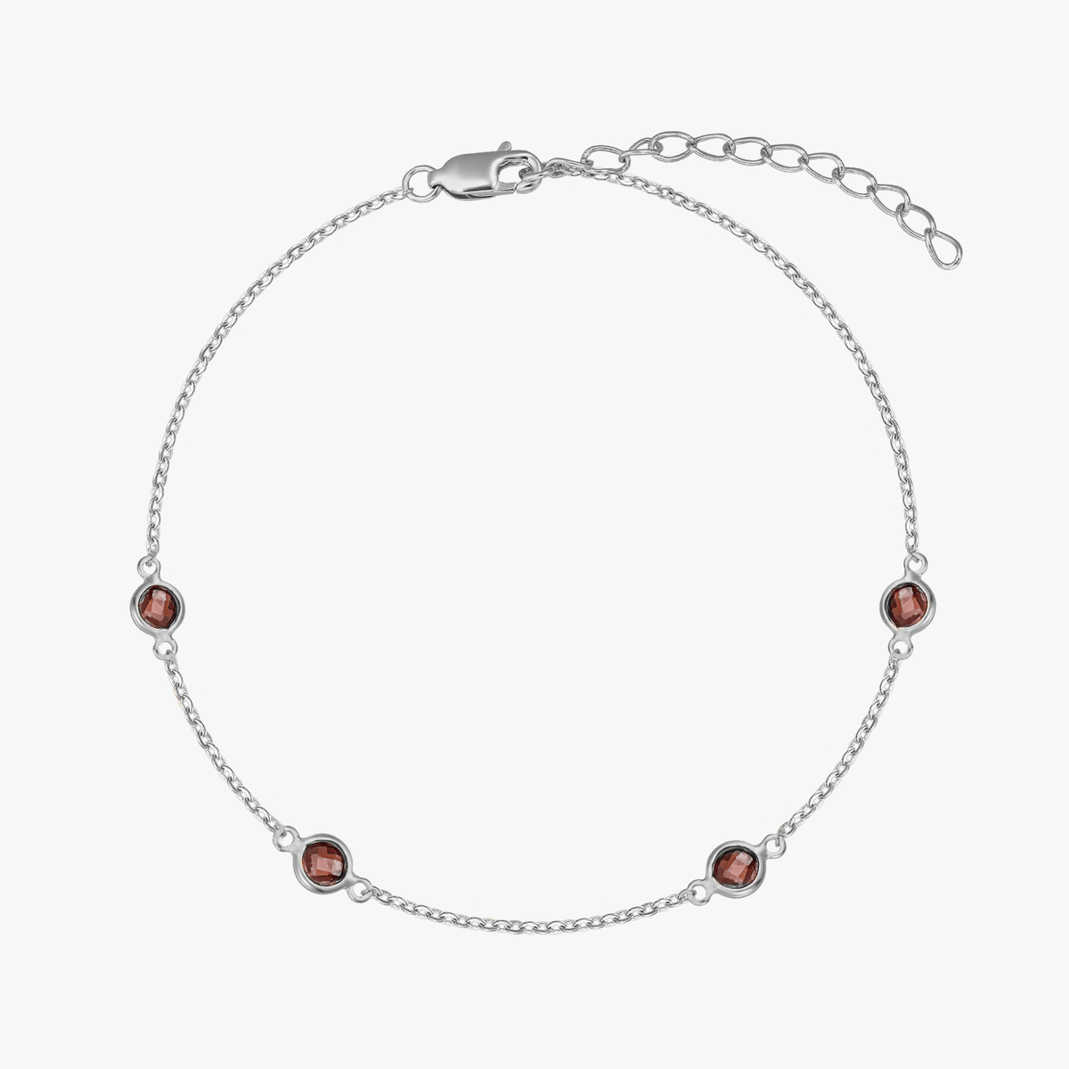 Indira ezüst Birthstone karkötő január - Gránát