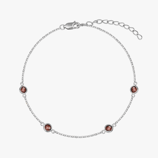 Indira ezüst Birthstone karkötő január - Gránát