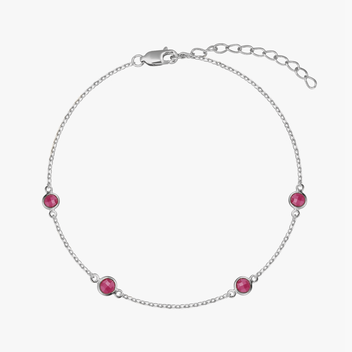 Ezüst Birthstone karkötő július - Rubin - Indira