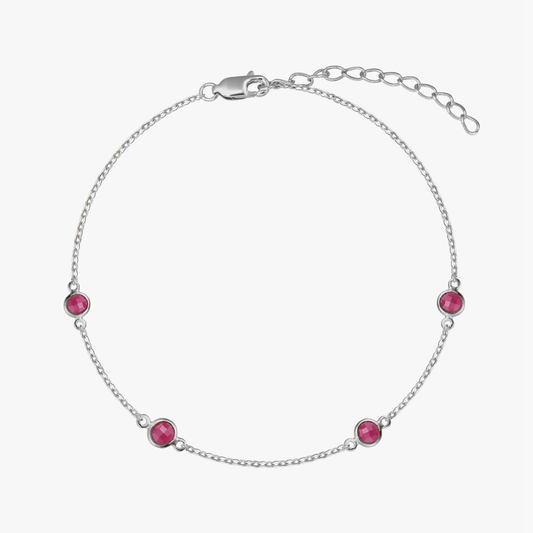 Ezüst Birthstone karkötő július - Rubin - Indira