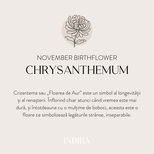 Ezüst zsinór karkötő Golden BirthFlower - November Chrysanthemum - Indira