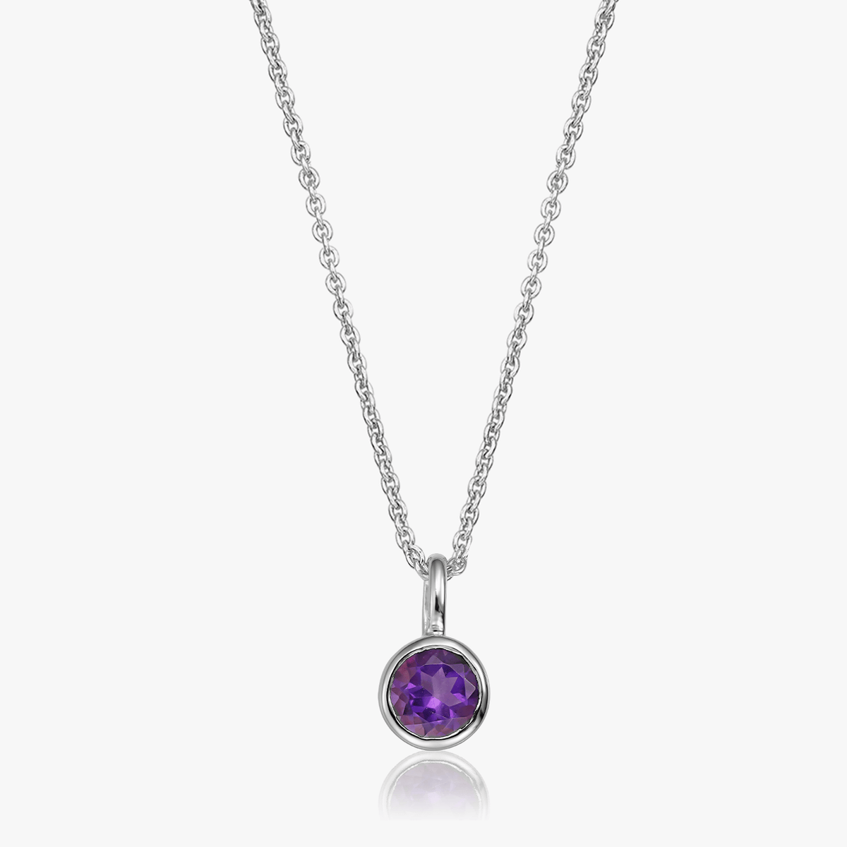 Ezüst Birthstone februári nyaklánc - Ametiszt - Indira
