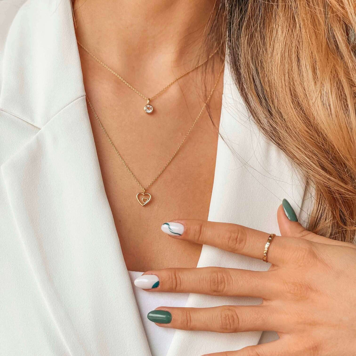 Ezüst Birthstone Golden April nyaklánc - Fehér topáz - Indira