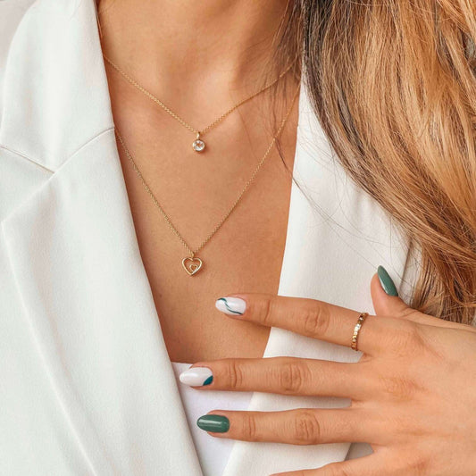 Ezüst Birthstone Golden April nyaklánc - Fehér topáz - Indira
