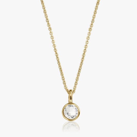 Ezüst születésköves nyaklánc Birthstone Golden April – Fehér Topáz – Indira