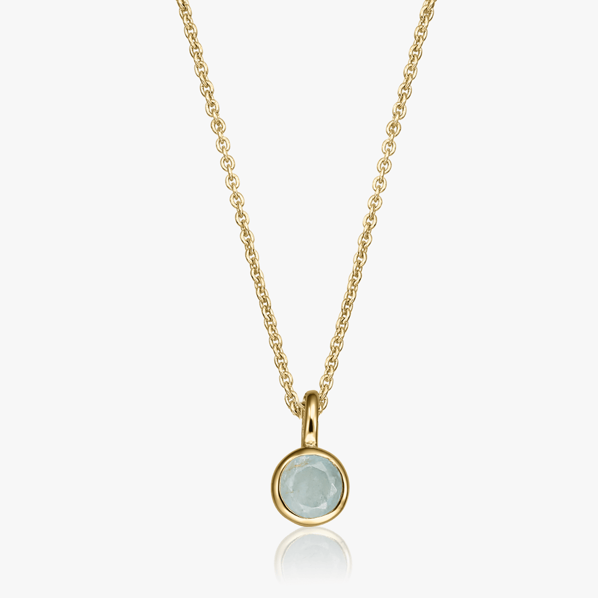 Birthstone Golden March ezüst nyaklánc - Akvamarin - Indira