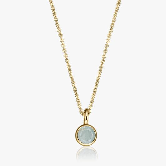 Birthstone Golden March ezüst nyaklánc - Akvamarin - Indira