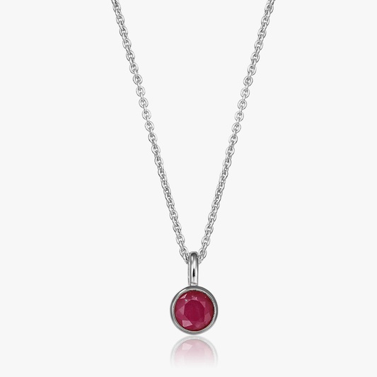 Ezüst Birthstone Július Nyaklánc - Rubin - Indira