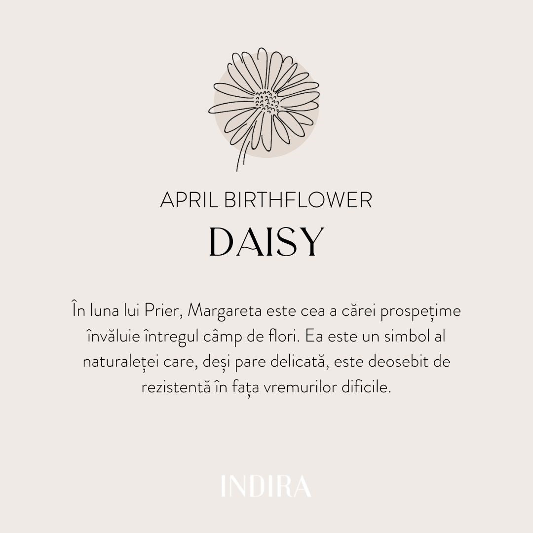 Ezüst születési virág gyűrű - Áprilisi margaréta - Indira