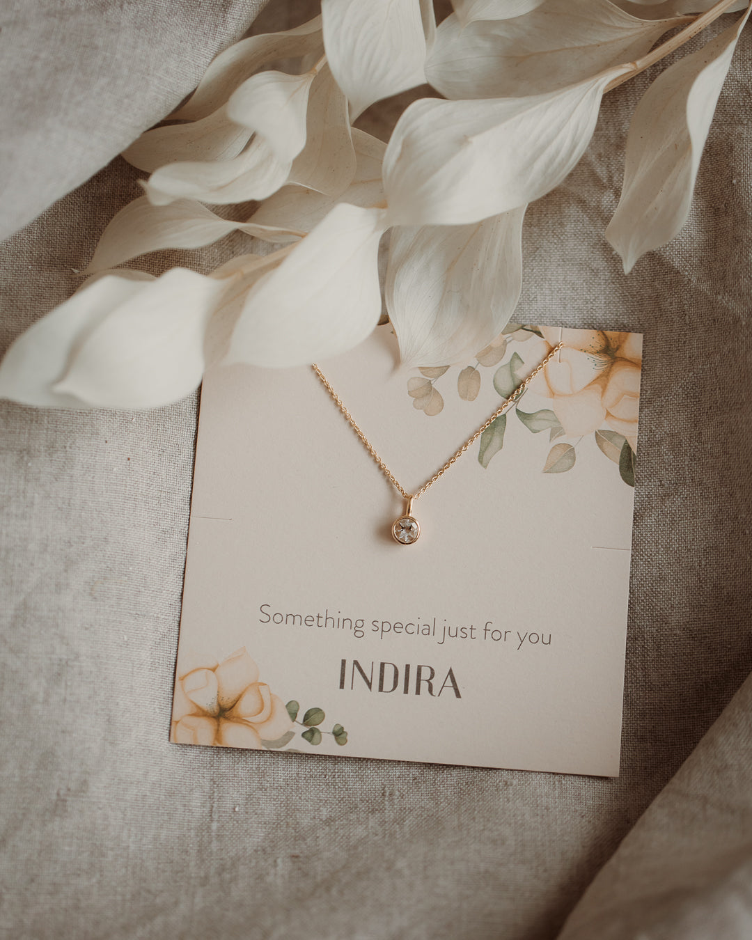 Birthstone Golden April ezüst nyaklánc - Fehér Topáz - Indira