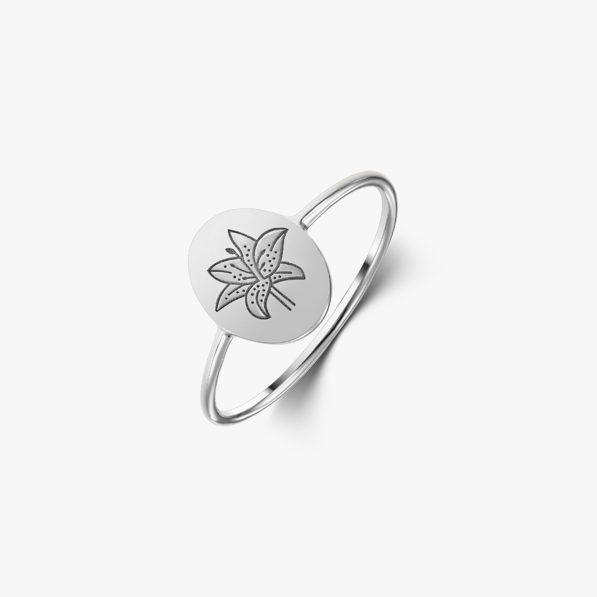 Ezüst Birth Flower gyűrű - Májusi liliom - Indira