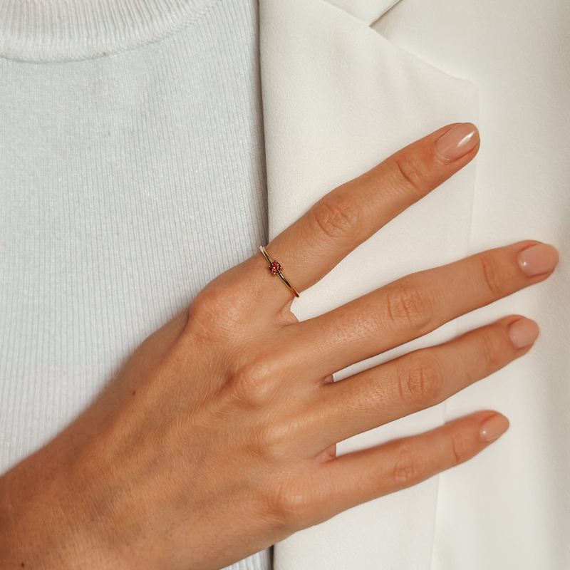 Birthstone Golden January ezüst gyűrű - Gránát - Indira