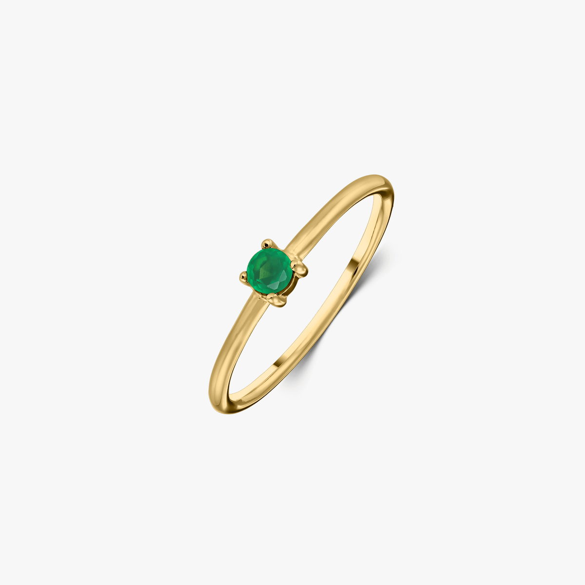 Ezüst Birthstone Golden Május - Zöld Onix Gyűrű - Indira