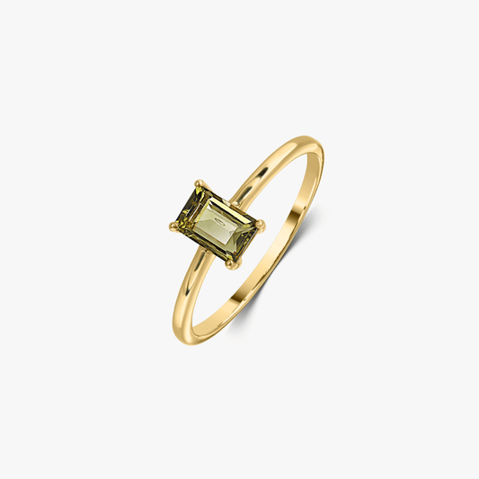 Golden Tessa ezüst gyűrű - Moldavit - Indira