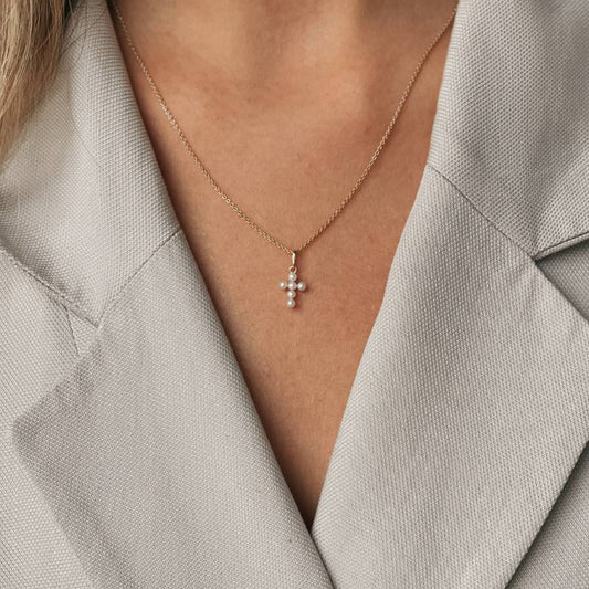 Arany medál Pearl Cross - Természetes gyöngyök - Indira