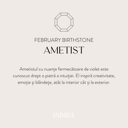Birthstone február - ametiszt ezüst nyaklánc - Indira