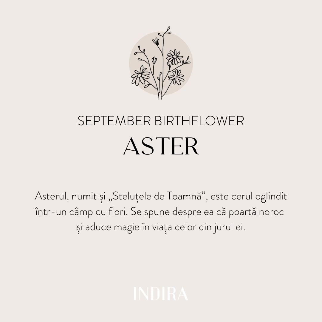 Indira Silver BirthFlower ezüst zsinór karkötő - Szeptemberi Aster