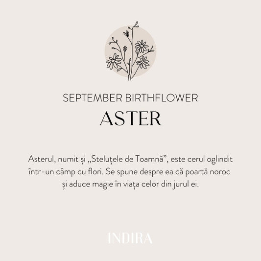 Indira Silver BirthFlower ezüst zsinór karkötő - Szeptemberi Aster