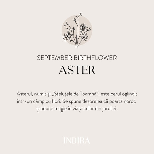 Fehérarany zsinór karkötő Birth Flower - Szeptember Aster - Indira