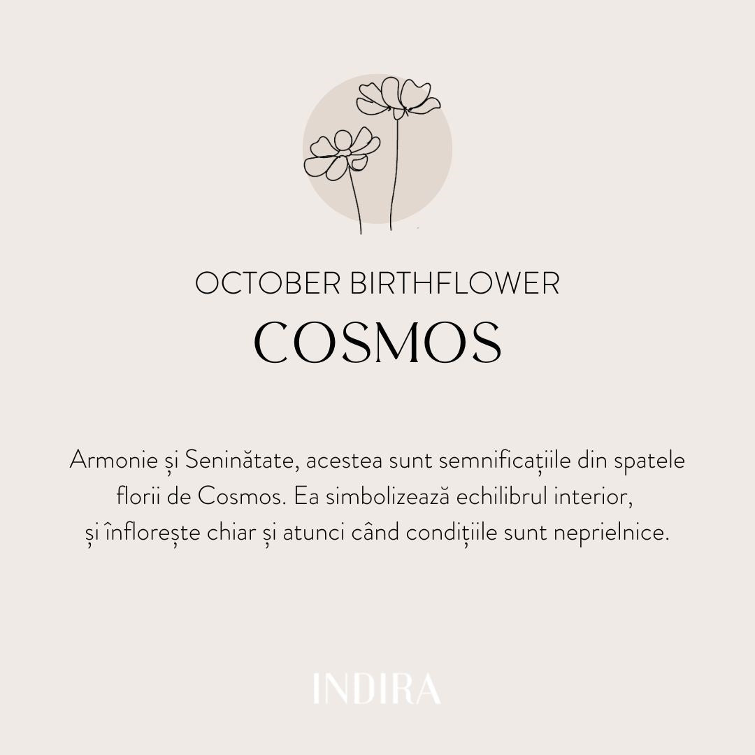 Fehérarany születési virág medál - Október Cosmos - Indira