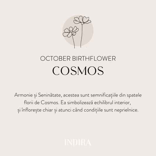 Fehérarany születési virág medál - Október Cosmos - Indira