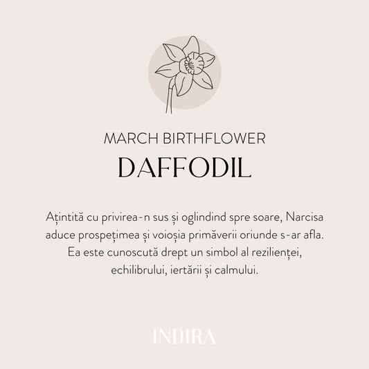Silver BirthFlower ezüst virágos karkötő - Márciusi Nárcisz - Indira