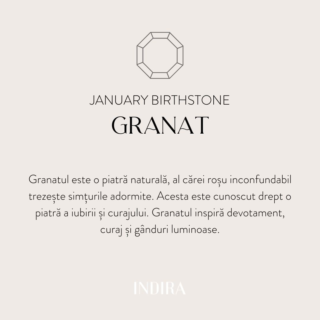 Birthstone January ezüst fülbevaló - Gránát - Indira