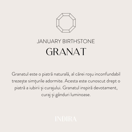 Január Kő születési karkötő, Ezüst - Gránát - Indira