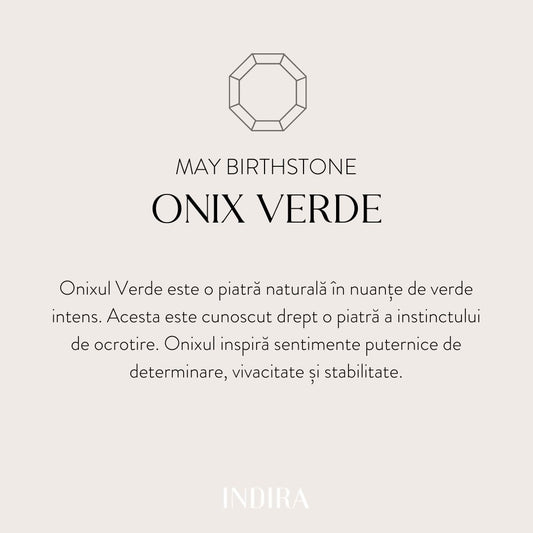 Ezüst Birthstone májusi nyaklánc - Zöld Onix - Indira