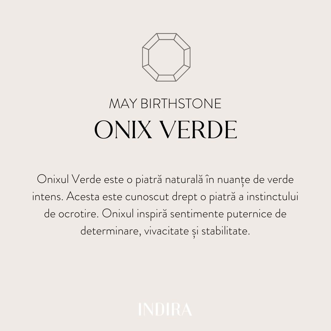 Birthstone Golden May ezüst nyaklánc - Zöld Onix - Indira
