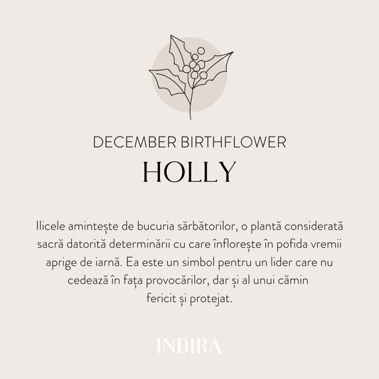 Fehér arany Birth Flower medál - December Holly - Indira