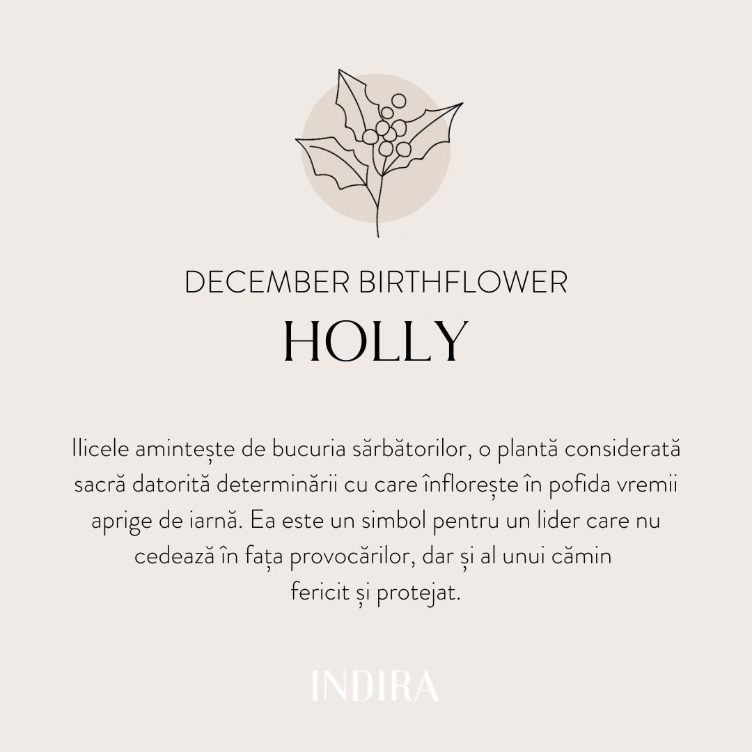Fehérarany karkötő szalaggal - December Holly születési virág - Indira