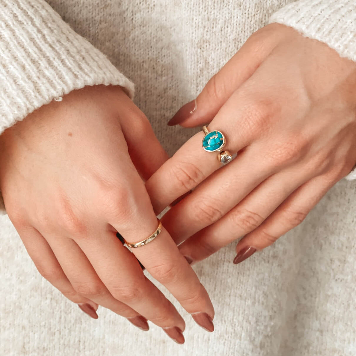 Kaylee Golden ezüstgyűrű – Türkiz Blue Copper - Indira