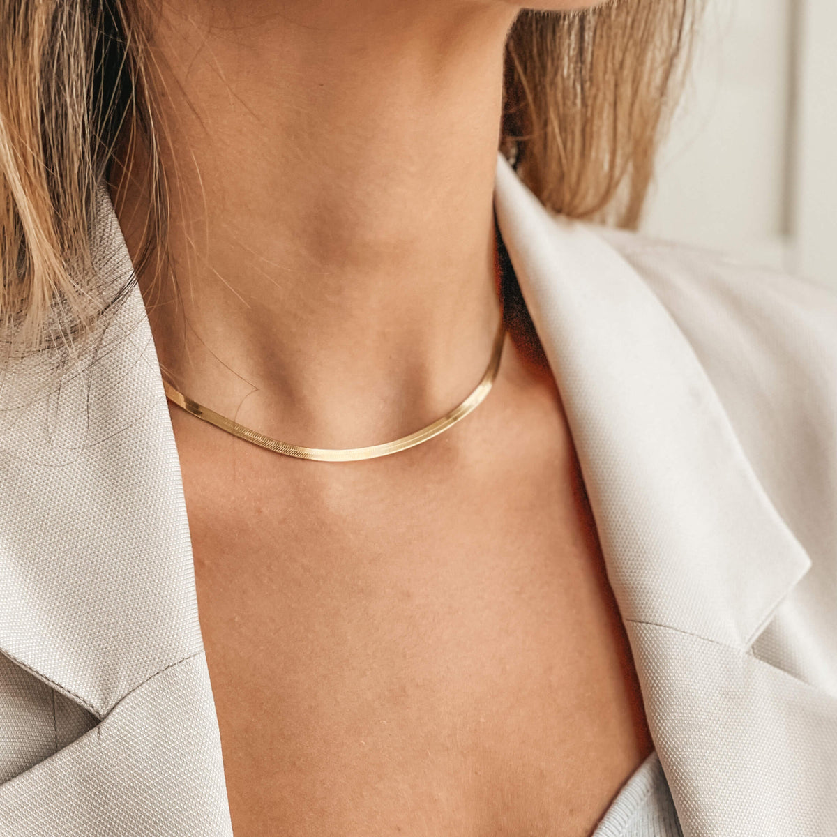 Ezüst nyaklánc Golden Herringbone - Indira